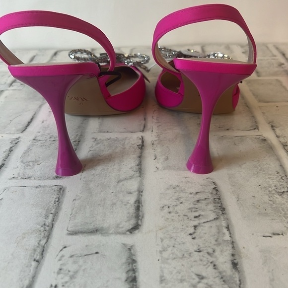 NWT Zara Embellished Bow Heeled Slingbacks - Picture 6 of 10